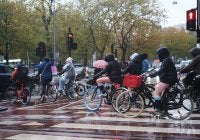 People riding bicycle.