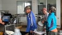 Gambar 1. Proses Penyetoran Susu di Milk Collection Point. Foto diambil oleh Azarine Putri/WRI Indonesia (2024) 