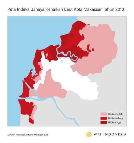 Peta indeks bahaya kenaikan laut Kota Makassar tahun 2100