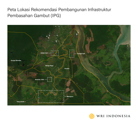 Gambar 3. Peta lokasi rekomendasi pembangunan Infrastruktur Pembasahan Gambut (IPG) 