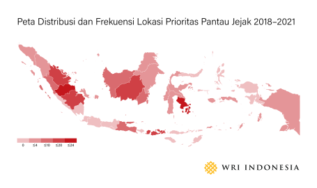 Peta Distribusi dan Frekuensi Lokasi Prioritas Pantau Jejak 2018–2021