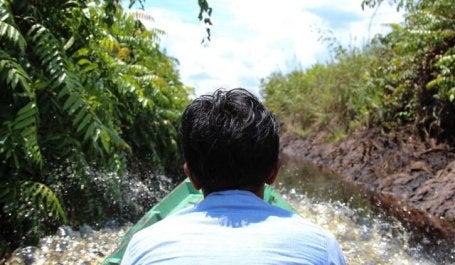 Traveling through canals to reach the Katingan Peatland Reserve. Flickr/WRI