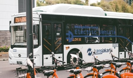Transjakarta electric bus.