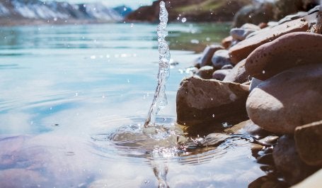 Water splash on rock.