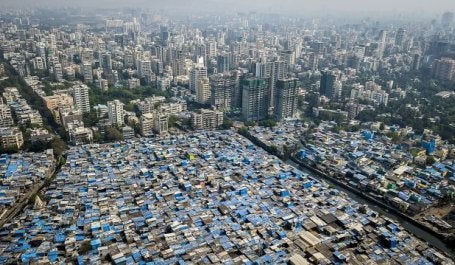 Informal settlements at the edge of Mumbai, India. Photo by Johnny Miller/Unequal Scenes